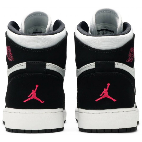 Jordans 1 Retro High GS 'Pure Platinum Black Pink'
 332148 015 Schwarz/Schwarz/Aktives Fuchsia Jordan Damen/Herren