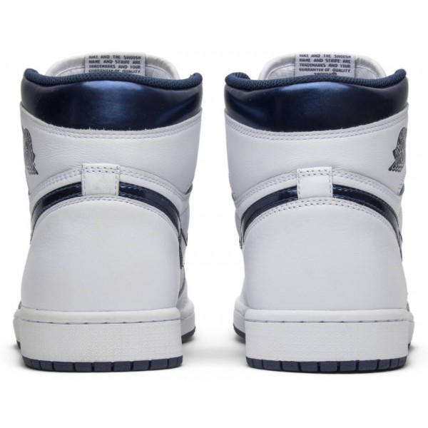 Jordans 1 Retro High OG 'Metallic Navy'
 555088 106 Weiß/Schwarz/Helles Rauchgrau/Sportrot Jordan Damen/Herren