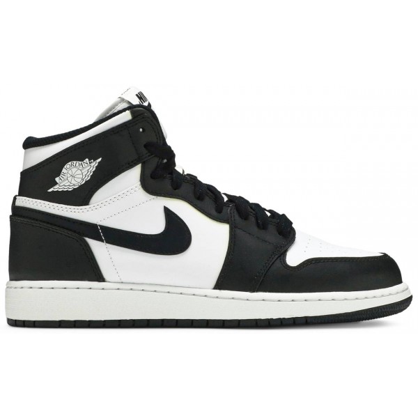 Jordans 1 Retro High OG BG 'Black White' 2014
 575441 010 Schwarz/Schwarz-Tour Gelb-Weiß Jordan Damen/Herren