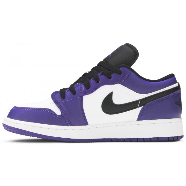 Jordans 1 Low GS 'Court Purple'
 553560 500 Weiß/Universitätsblau/Obsidian Jordan Damen/Herren