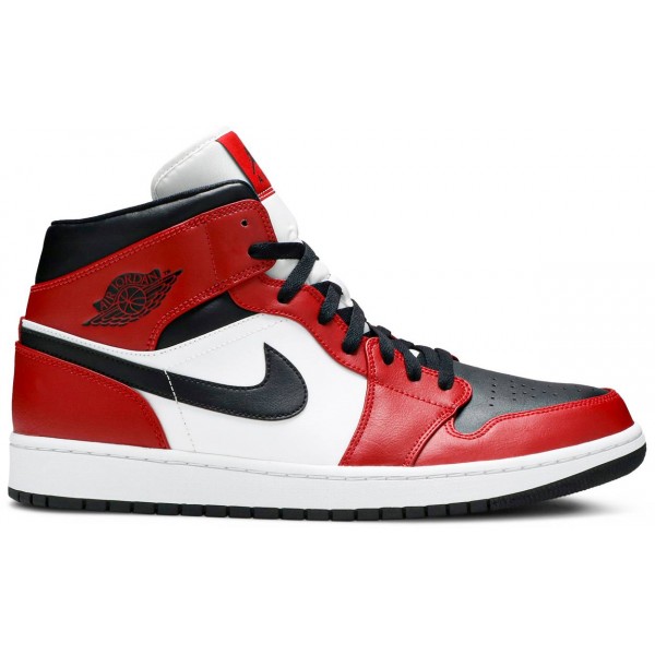 Jordans 1 Mid 'Chicago Black Toe'554724 069 Weiß/Mitternachtsmarine/Metallic-Silber Jordan Damen/Herren