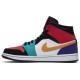 Jordans 1 Mid 'Multi-Color'
 554724 125 Weiß/Track Red/Deep Sapphire Blue/Laser Orange/Schwarz Jordan Damen/Herren