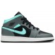 Jordans 1 Mid GS Grey Aqua
 554725 063 Weiß/Schwarz/Light Solar Flare Heather/Hyper Royal Jordan Damen/Herren