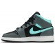 Jordans 1 Mid GS Grey Aqua
 554725 063 Weiß/Schwarz/Light Solar Flare Heather/Hyper Royal Jordan Damen/Herren