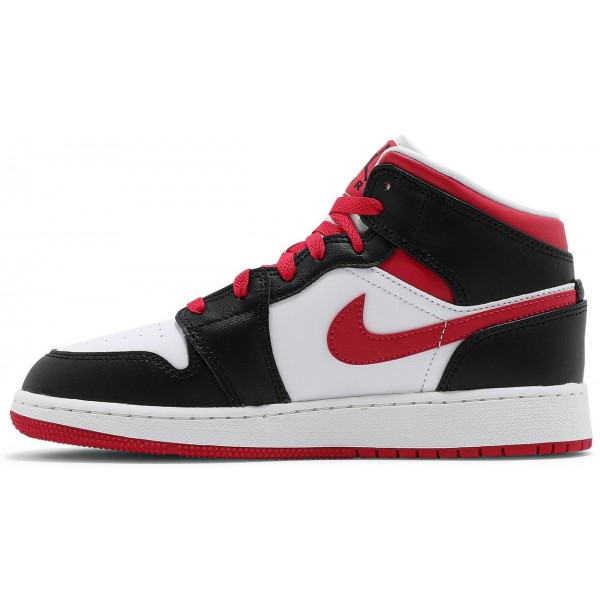 Jordans 1 Mid GS White Very Berry
 554725 016 Weiß/Dunkler Obsidian/Teamrot Jordan Damen/Herren