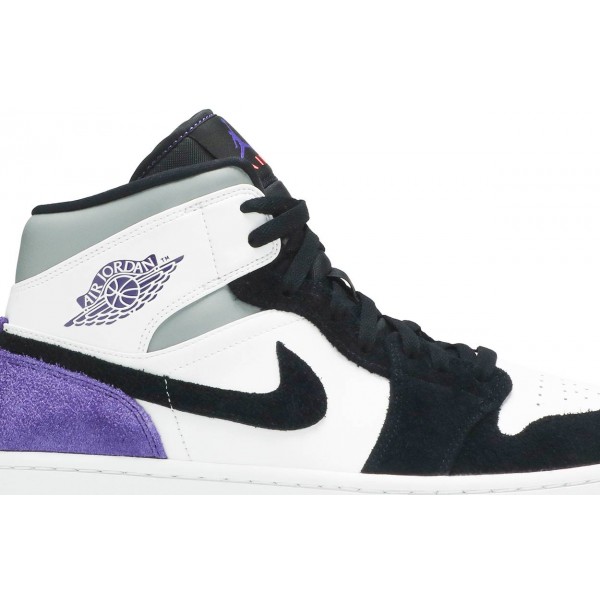 Jordans 1 Mid SE 'Varsity Purple'852542 105 Weiß/Schwarz/Racer Blau Jordan Damen/Herren