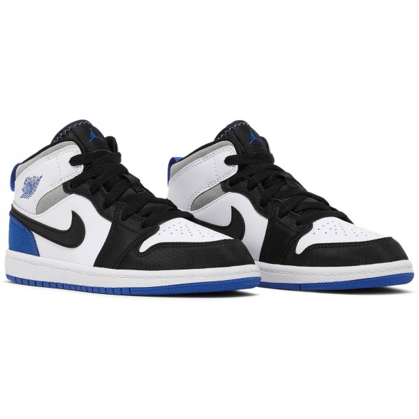 Jordans 1 Mid SE PS 'Royal Black Toe'
 BQ6932 102 Reines Platin/Vivid Pink-Schwarz Jordan Damen/Herren