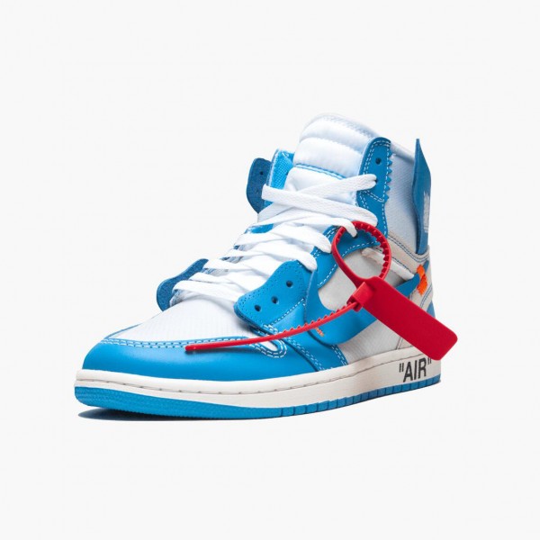 Jordans 1 Retro High Off-White University Blue Damen/Herren AQ0818-148 Sportschuhe