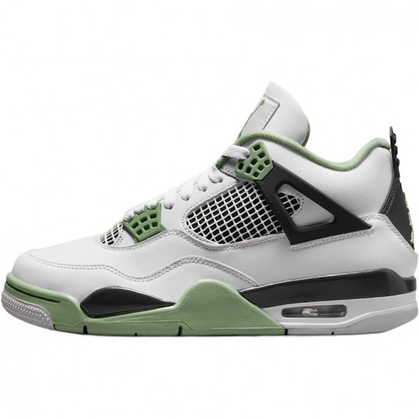 Jordans 4 Retro White Oil Green Dark Ash Herren AQ9129-103 Sportschuhe