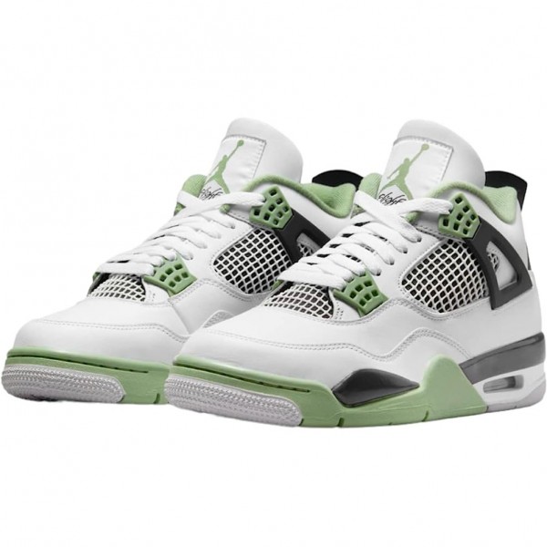 Jordans 4 Retro White Oil Green Dark Ash Herren AQ9129-103 Sportschuhe