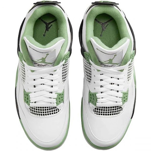 Jordans 4 Retro White Oil Green Dark Ash Herren AQ9129-103 Sportschuhe