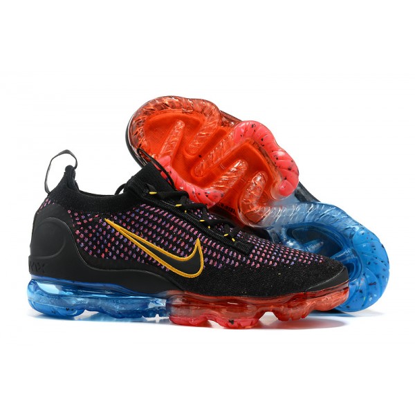 Nike Air VaporMax 2021 Flyknit Damen/Herren Schwarz Rot and Blau Sportschuhe