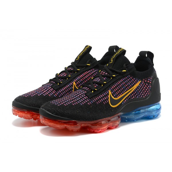 Nike Air VaporMax 2021 Flyknit Damen/Herren Schwarz Rot and Blau Sportschuhe