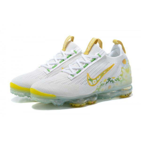 Nike Air VaporMax 2021 Flyknit Damen/Herren Weiß Gelb Sportschuhe